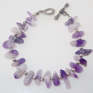 Natural Amethyst Purple Bracelet Balance 7.5"  Chakra with Silver Clasp